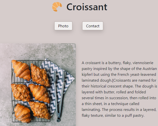 screenshotof my croissant website